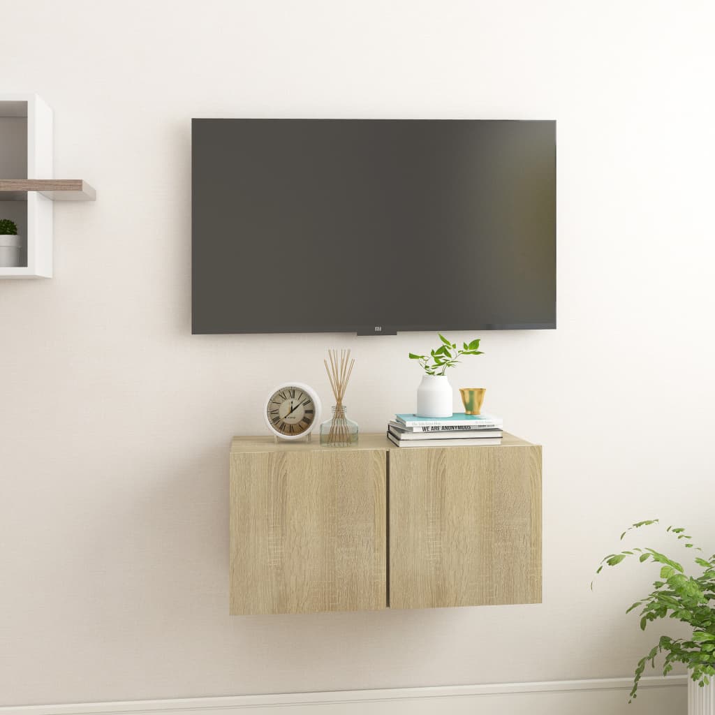 Mobile Porta TV Sospeso Rovere Sonoma 60x30x30 cm - homemem39