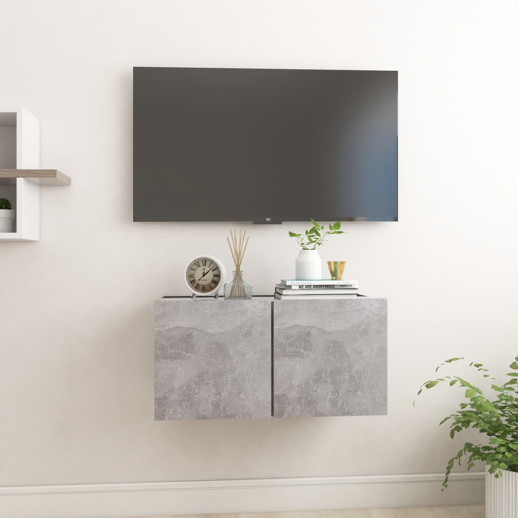 Mobile Porta TV Sospeso Grigio Cemento 60x30x30 cm - homemem39