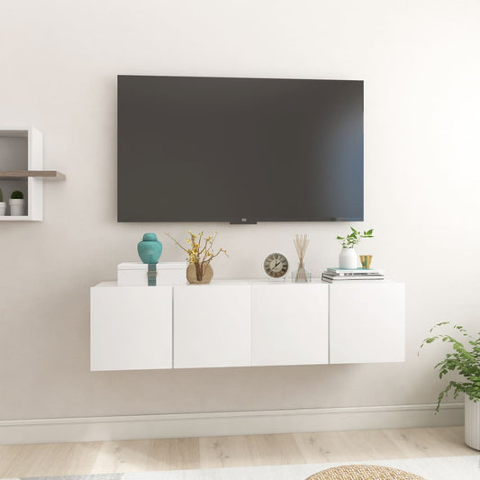 Mobili Porta TV Sospesi 2 pz Bianco Lucido 60x30x30cm - homemem39