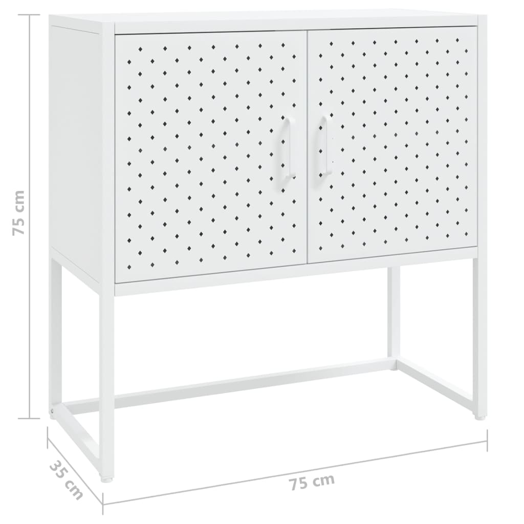 Credenza Bianca 75x35x75 cm in Acciaio - homemem39