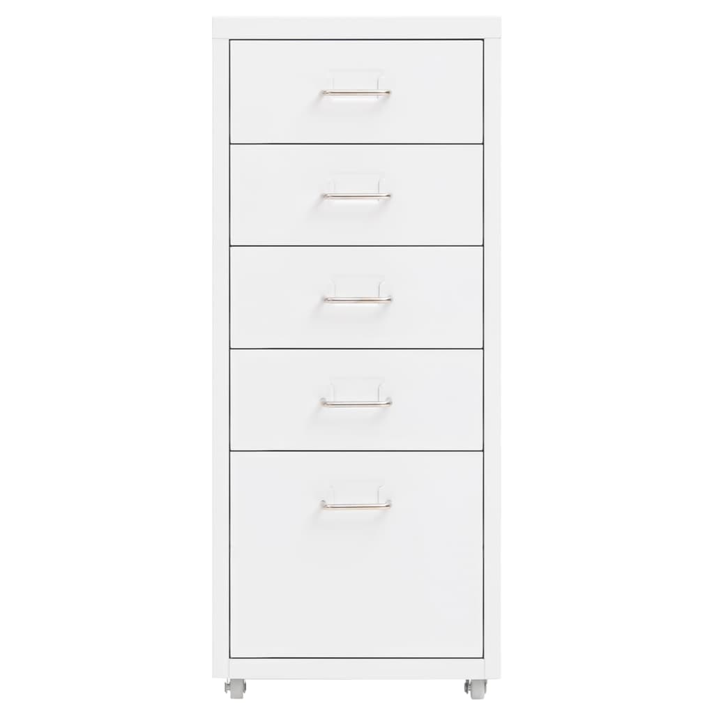 Schedario Mobile Bianco 28x41x69 cm in Metallo - homemem39