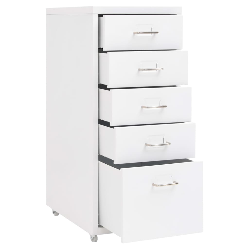 Schedario Mobile Bianco 28x41x69 cm in Metallo - homemem39