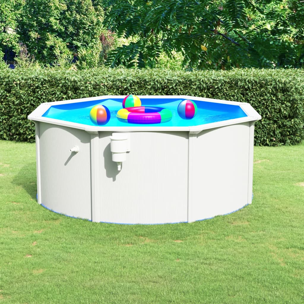 Piscina con Pareti in Acciaio 300x120 cm Bianca - homemem39