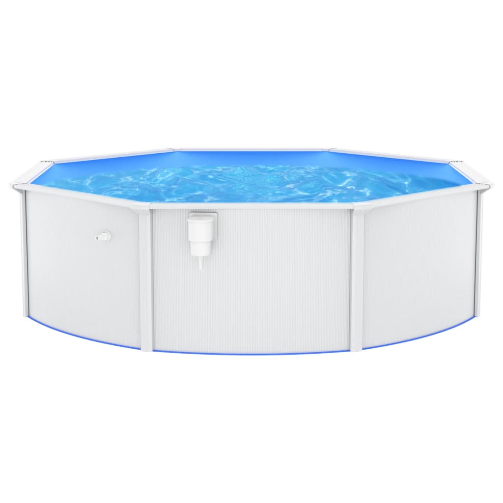 Piscina con Pareti in Acciaio Rotonda 460x120 cm Bianca - homemem39