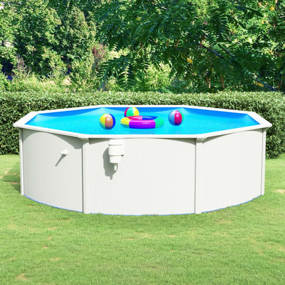 Piscina con Pareti in Acciaio Rotonda 460x120 cm Bianca - homemem39