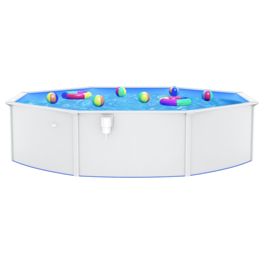 Piscina con Pareti in Acciaio Rotonda 550x120 cm Bianca - homemem39