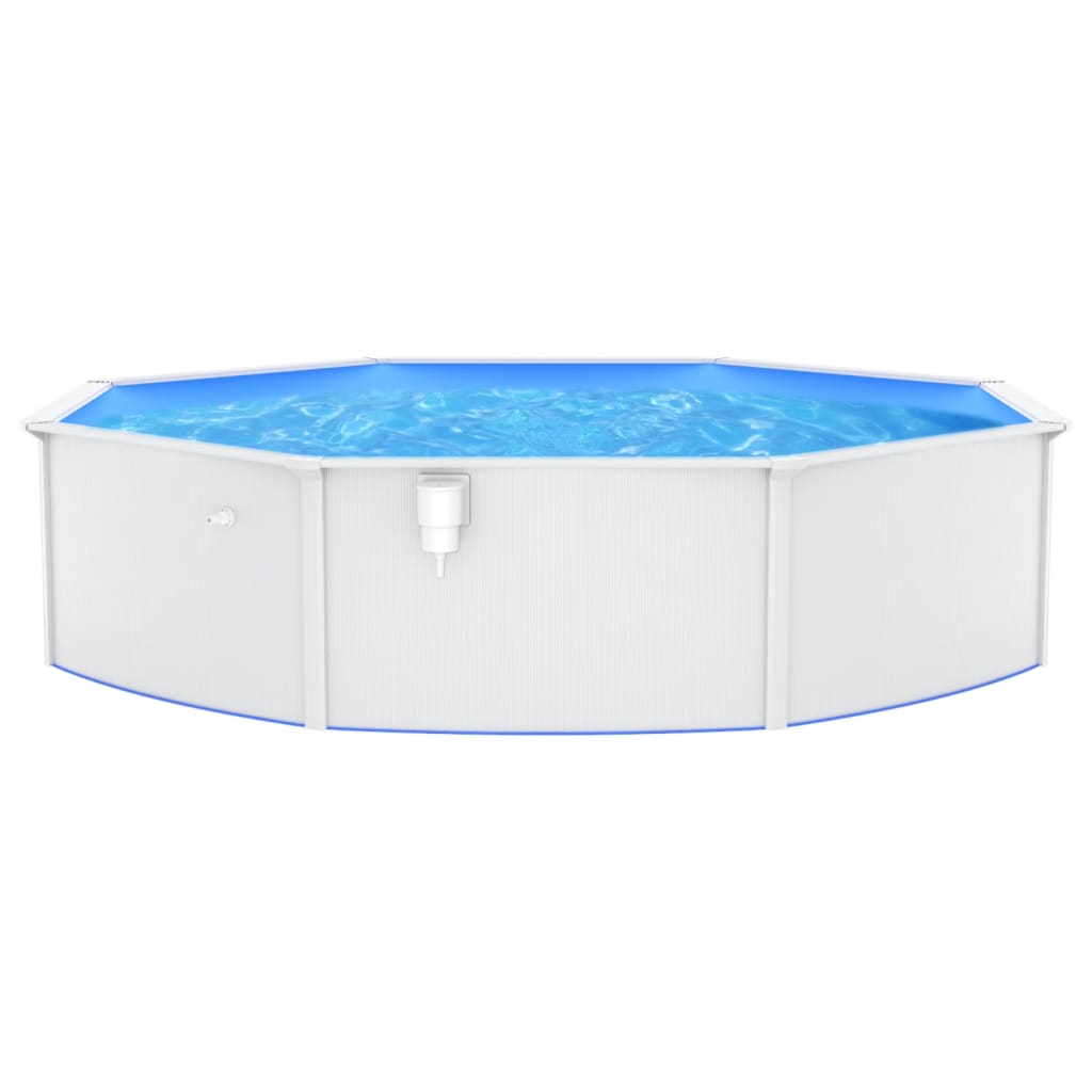 Piscina con Pareti in Acciaio Rotonda 550x120 cm Bianca - homemem39