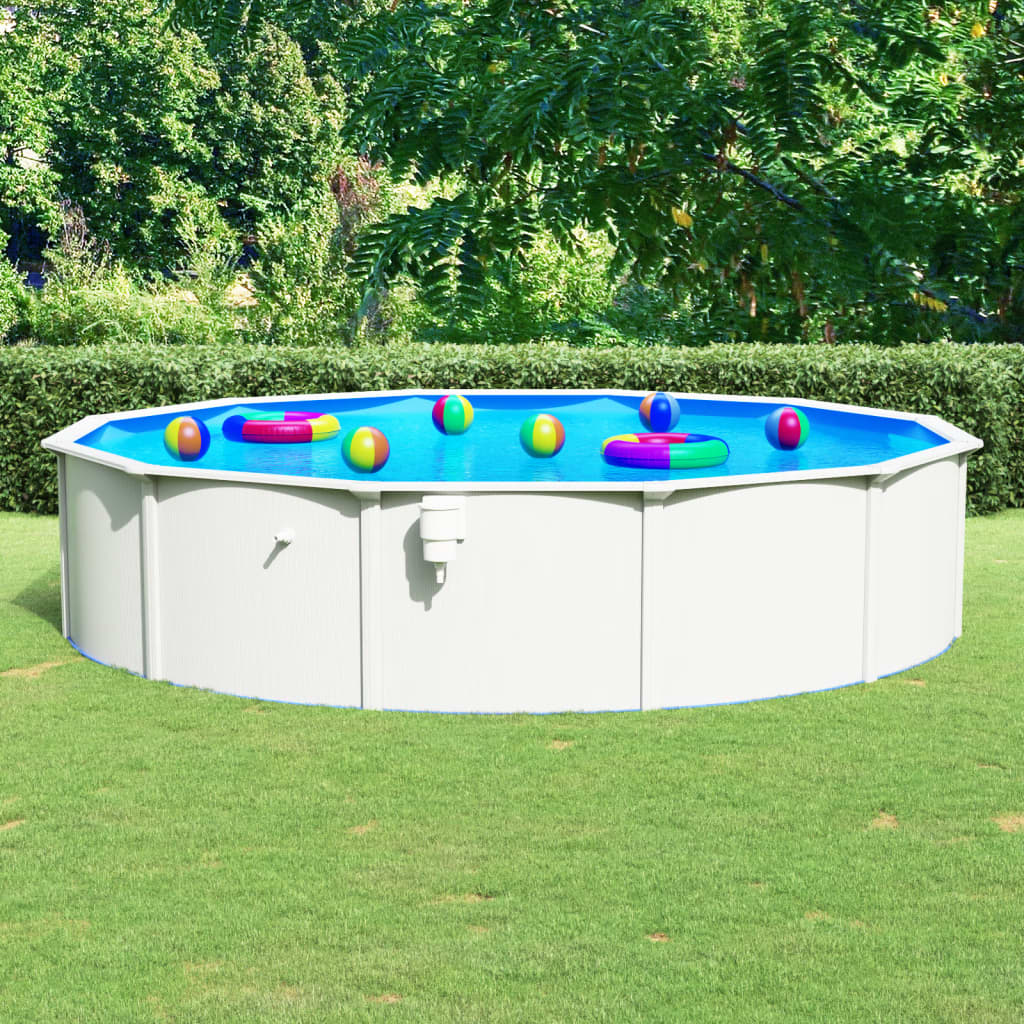 Piscina con Pareti in Acciaio Rotonda 550x120 cm Bianca - homemem39