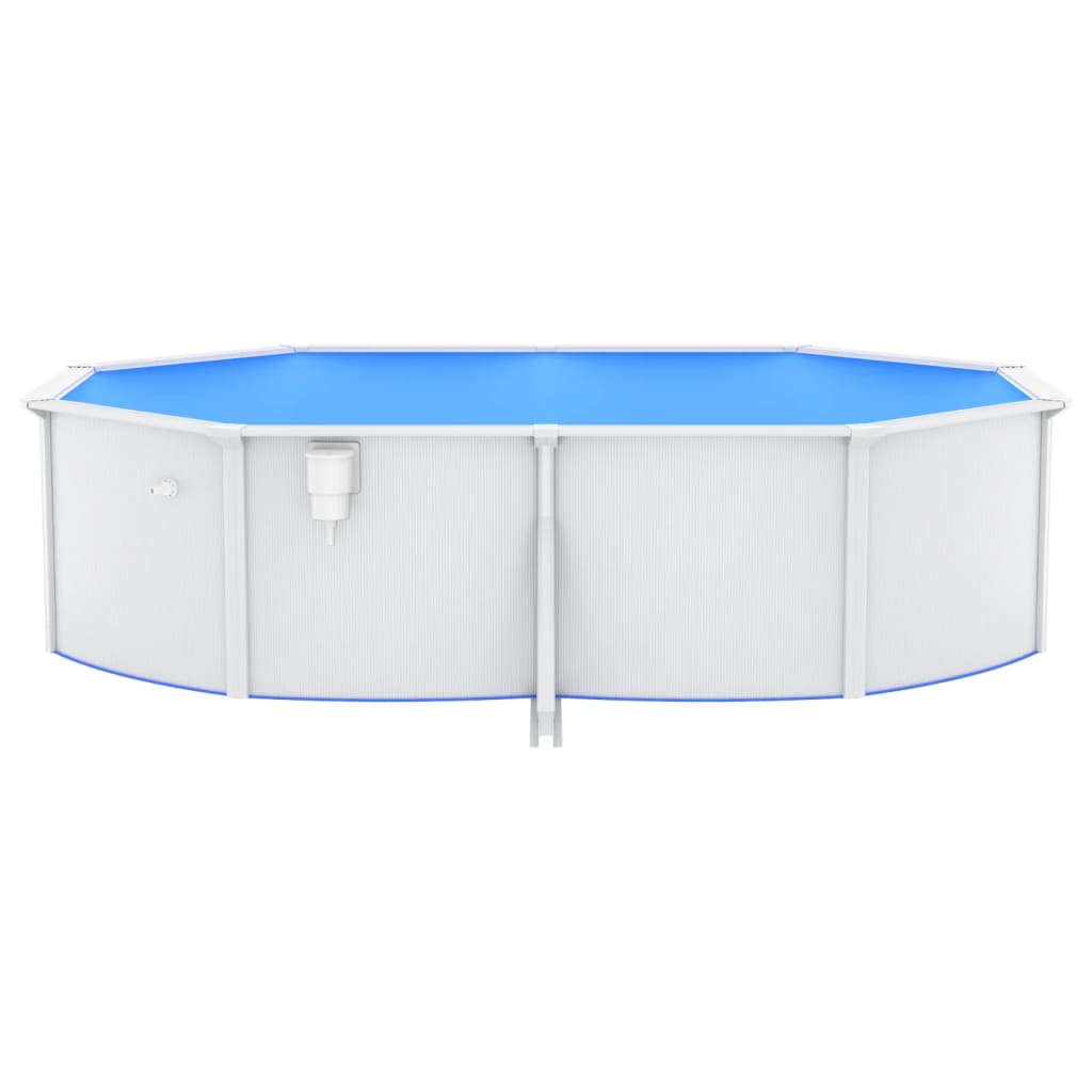 Piscina con Pareti in Acciaio Ovale 490x360x120 cm Bianca - homemem39