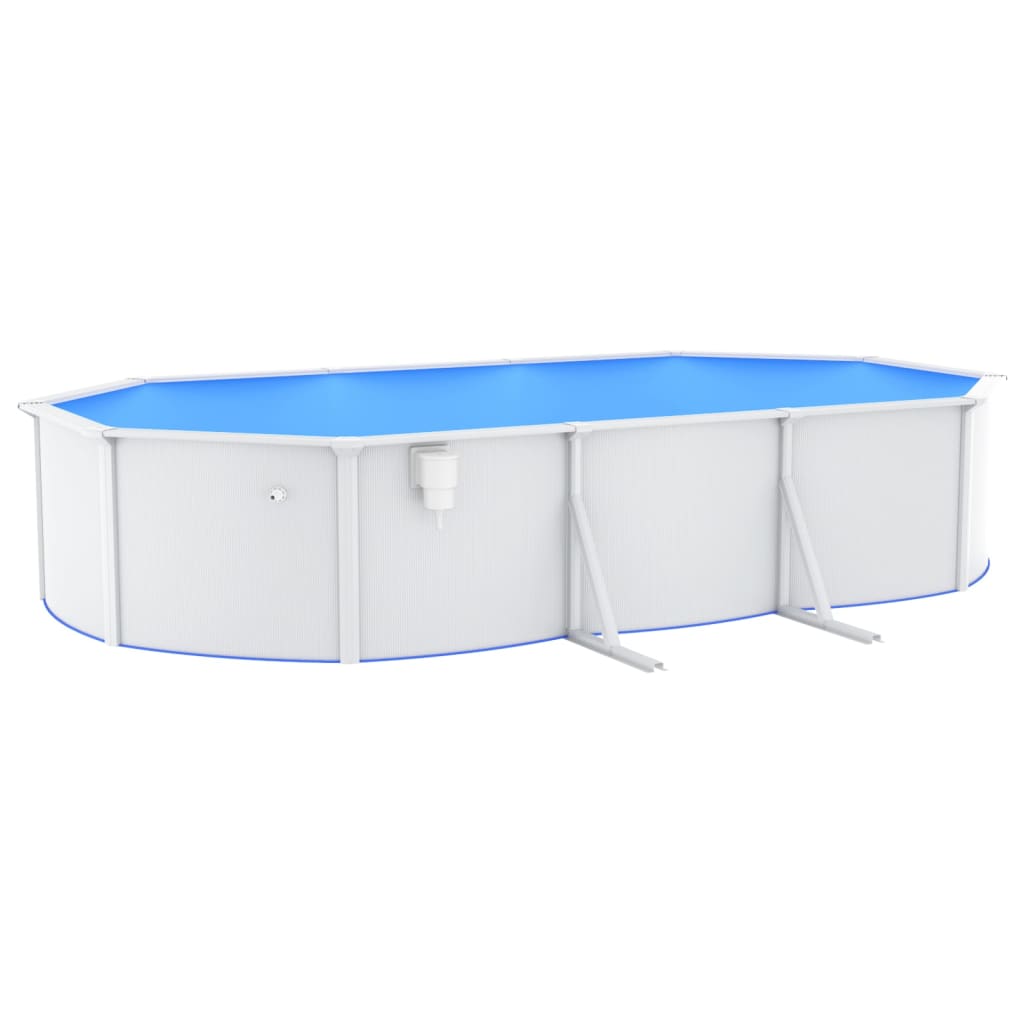 Piscina con Pareti in Acciaio Ovale 610x360x120 cm Bianca - homemem39