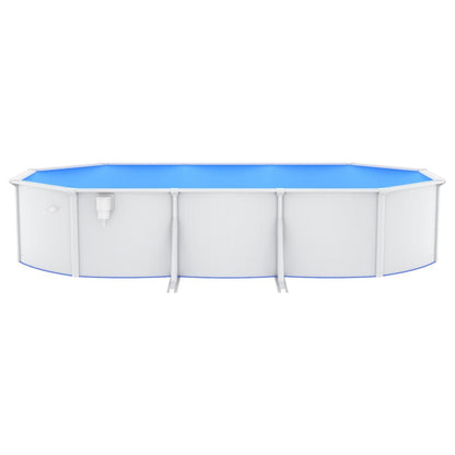 Piscina con Pareti in Acciaio Ovale 610x360x120 cm Bianca - homemem39