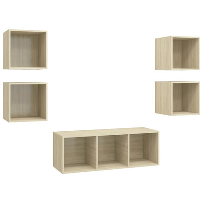 Set Mobili TV 5 pz Rovere Sonoma in Legno Multistrato - homemem39