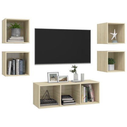 Set Mobili TV 5 pz Rovere Sonoma in Legno Multistrato - homemem39