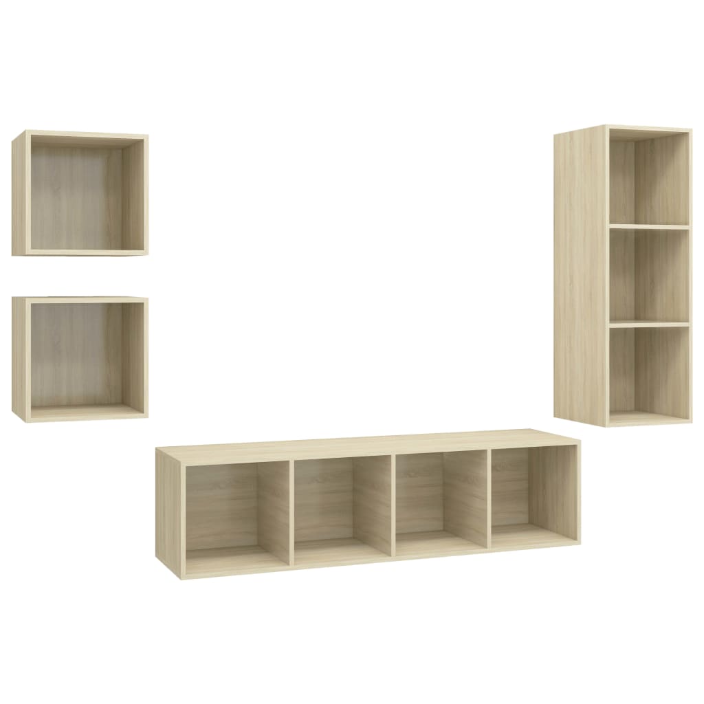 Set Porta TV 4 pz Rovere Sonoma in Truciolato - homemem39