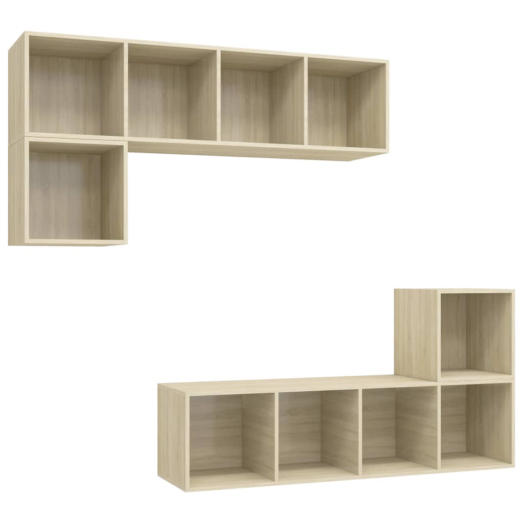 Set Porta TV 4 pz Rovere Sonoma in Truciolato - homemem39