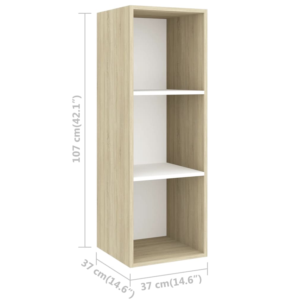 Set Porta TV 4 pz Bianco e Rovere Sonoma in Truciolato - homemem39