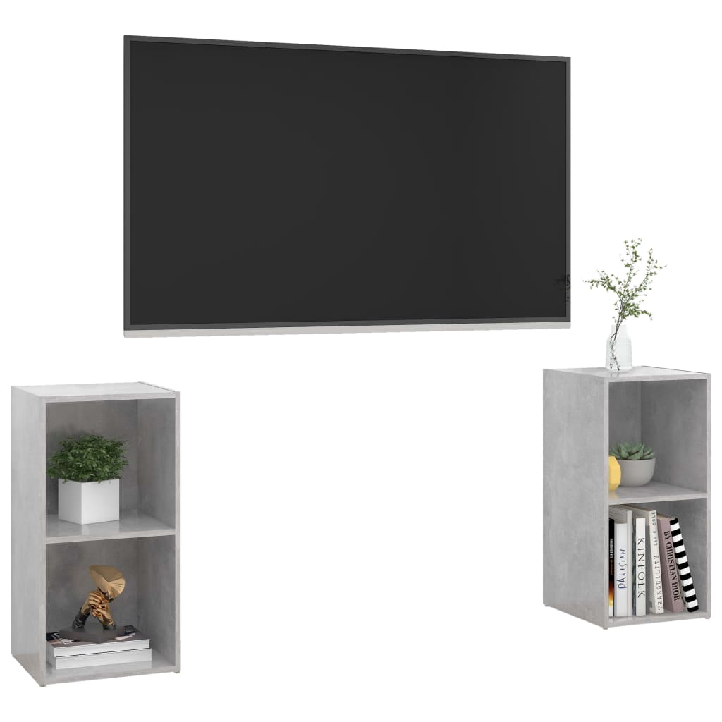 Mobili TV 2 pz Grigio Cemento 72x35x36,5 cm in Truciolato - homemem39