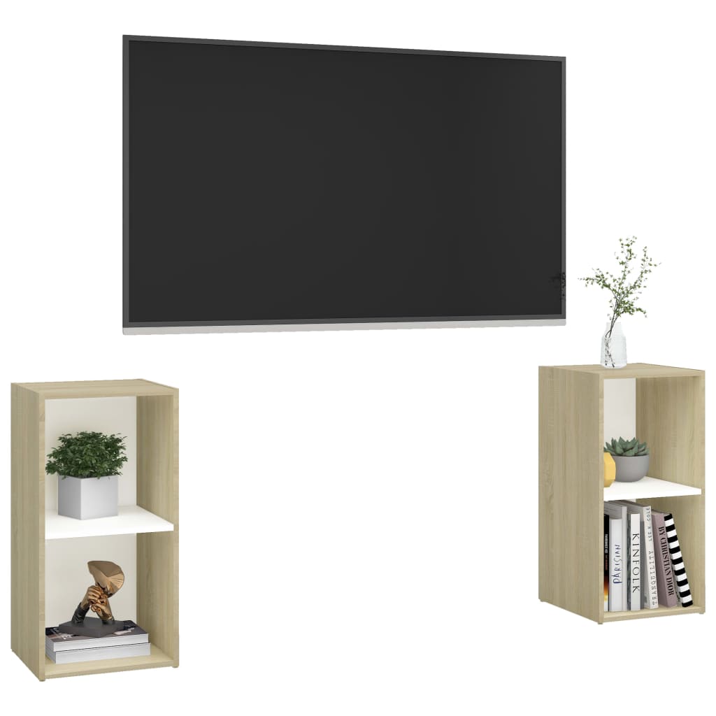 Mobili TV 2 pz Bianco e Rovere Sonoma 72x35x36,5 cm Truciolato - homemem39