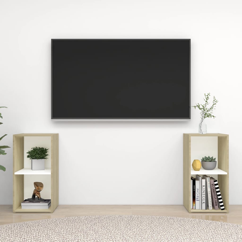 Mobili TV 2 pz Bianco e Rovere Sonoma 72x35x36,5 cm Truciolato - homemem39