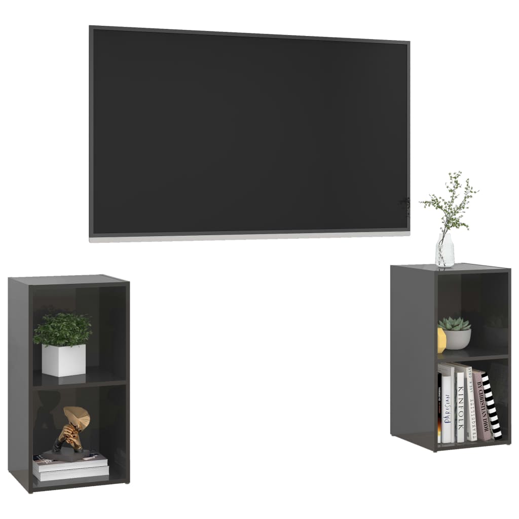 Mobili Porta TV 2 pz Grigio Lucido 72x35x36,5 cm in Truciolato - homemem39