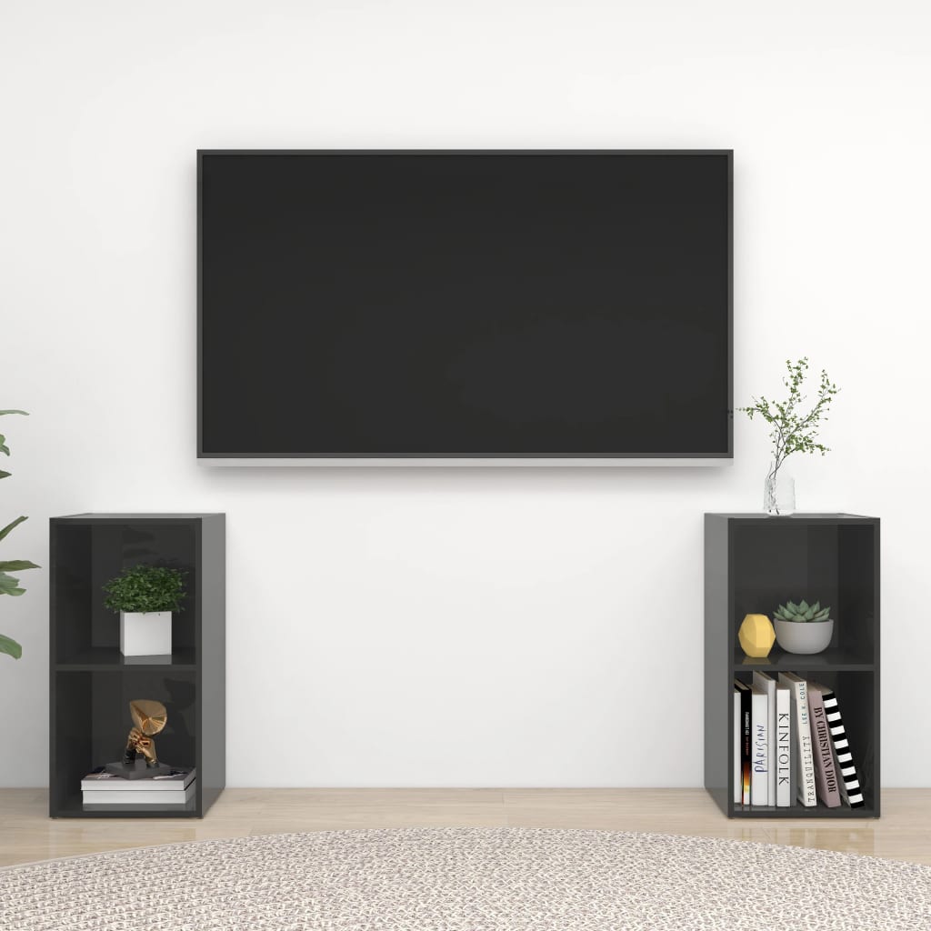 Mobili Porta TV 2 pz Grigio Lucido 72x35x36,5 cm in Truciolato - homemem39