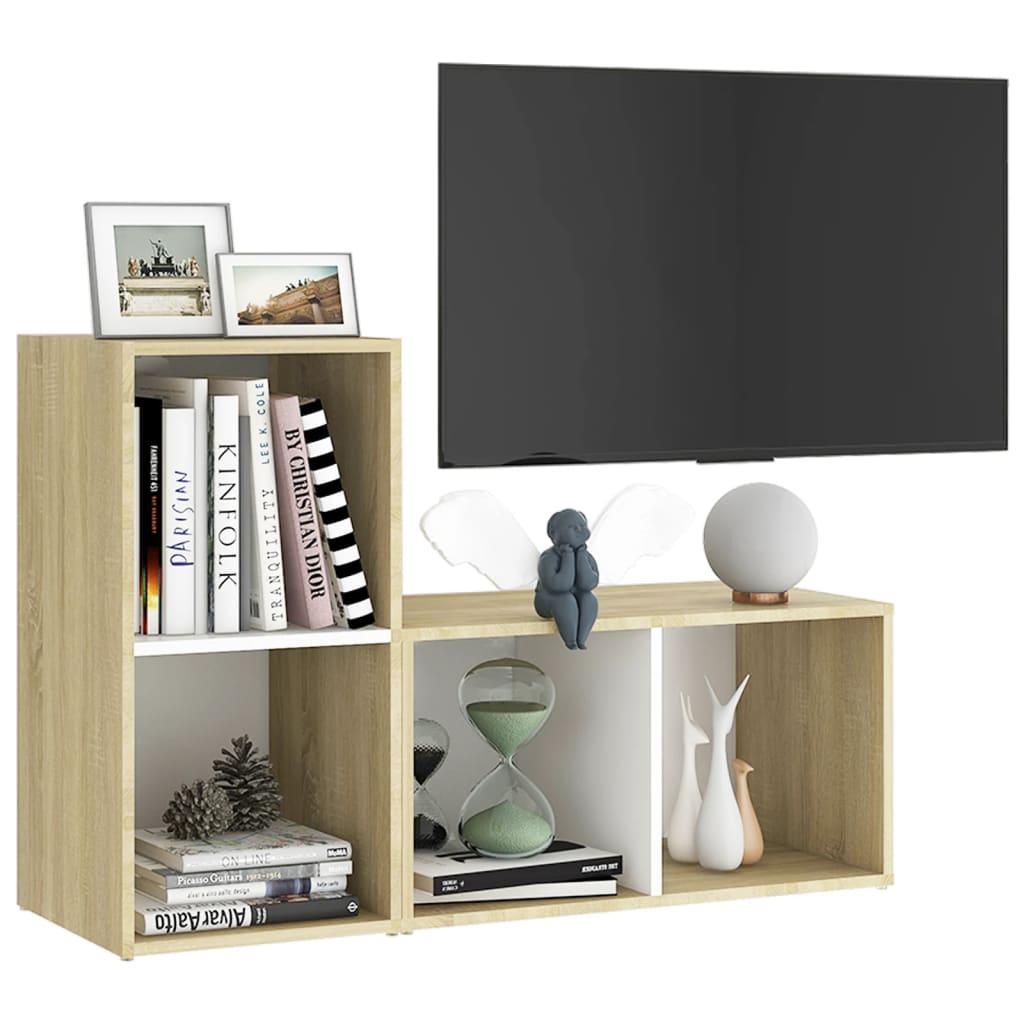 Mobili TV 2 pz Bianco e Rovere Sonoma 72x35x36,5 cm Truciolato - homemem39