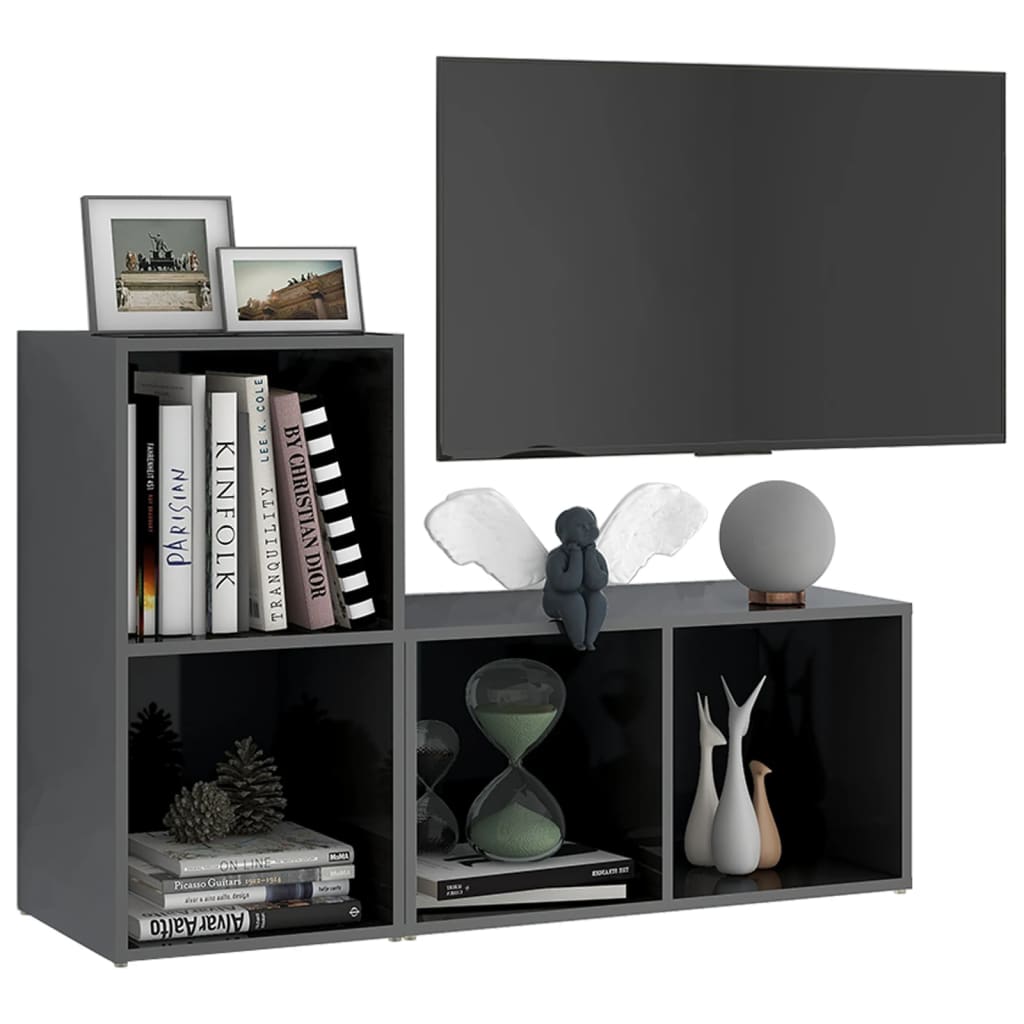 Mobili Porta TV 2 pz Grigio Lucido 72x35x36,5 cm in Truciolato - homemem39