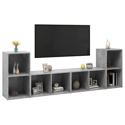 Mobili TV 4 pz Grigio Cemento 72x35x36,5 cm in Truciolato - homemem39