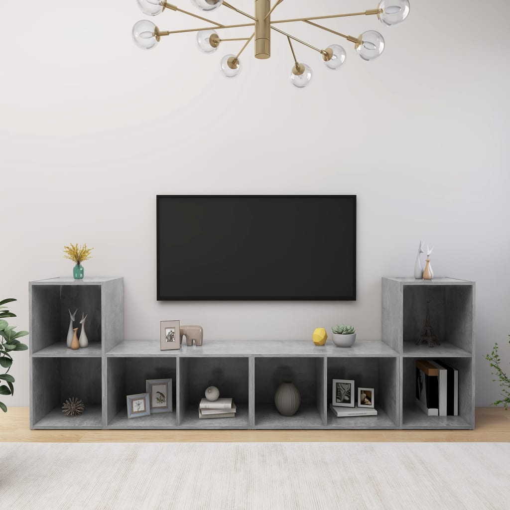 Mobili TV 4 pz Grigio Cemento 72x35x36,5 cm in Truciolato - homemem39