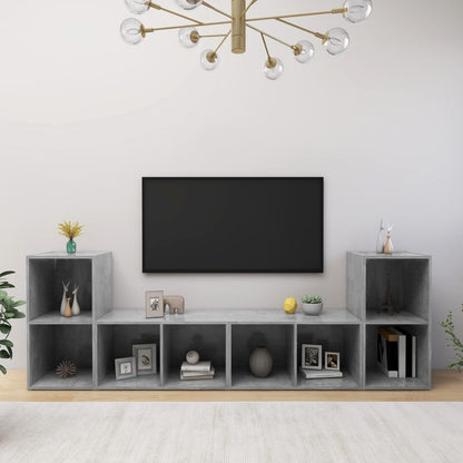 Mobili TV 4 pz Grigio Cemento 72x35x36,5 cm in Truciolato - homemem39