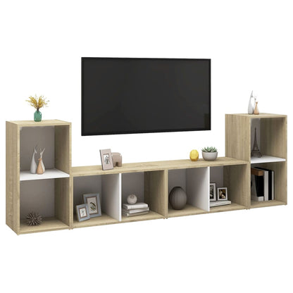 Mobili TV 4 pz Bianco e Rovere Sonoma 72x35x36,5 cm Truciolato - homemem39