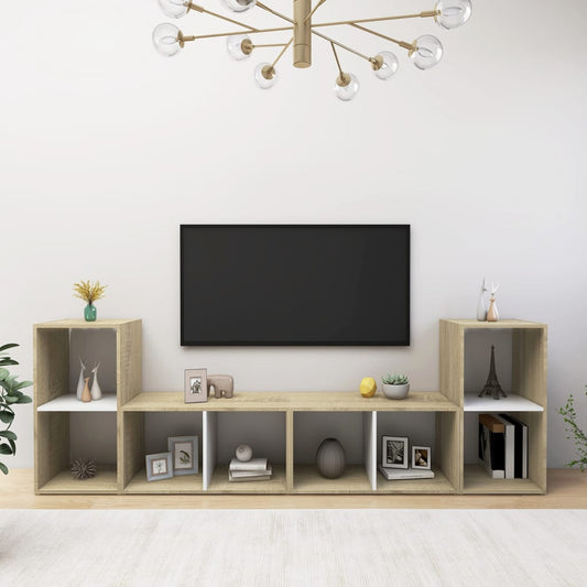 Mobili TV 4 pz Bianco e Rovere Sonoma 72x35x36,5 cm Truciolato - homemem39