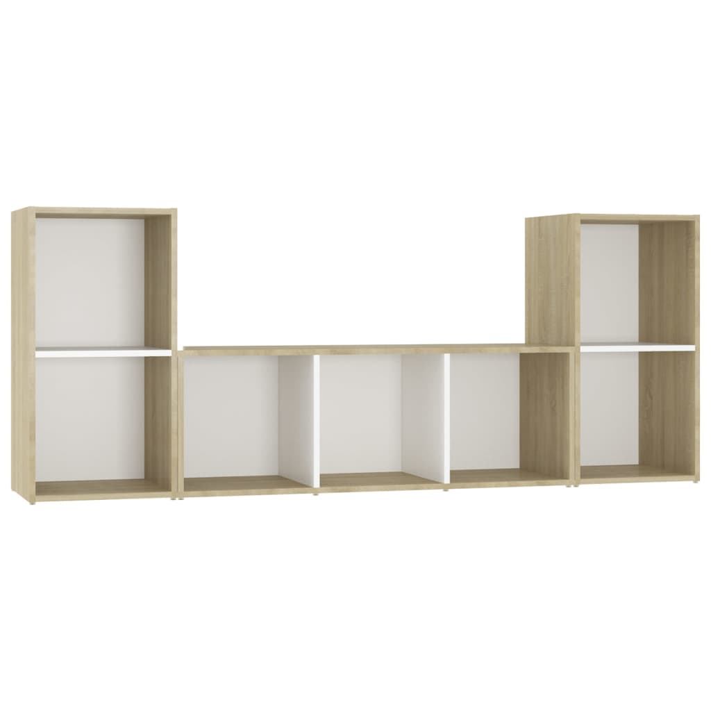 Set Porta TV 3 pz Bianco e Rovere Sonoma in Truciolato - homemem39