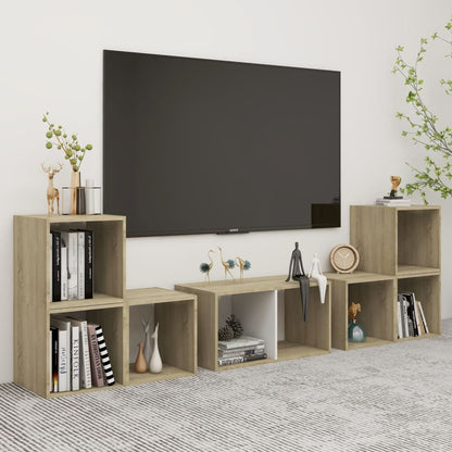 Set Mobili TV 6 pz Bianco e Rovere Sonoma in Truciolato - homemem39