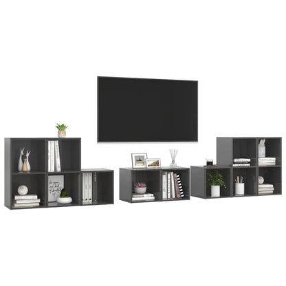 Set Mobili TV 8 pz Grigio Lucido in Truciolato - homemem39