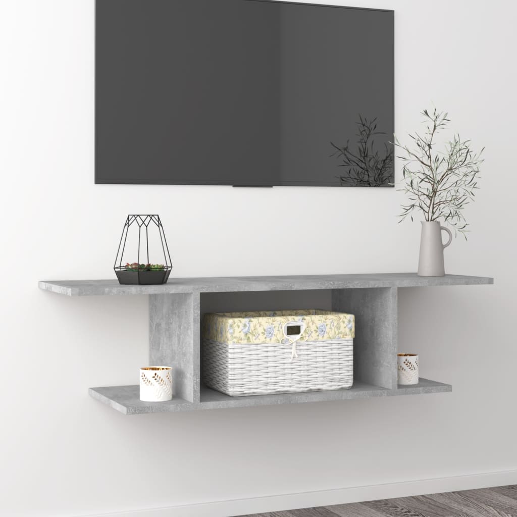 Armadietto a Parete per TV Grigio Cemento 103x30x26,5 cm - homemem39