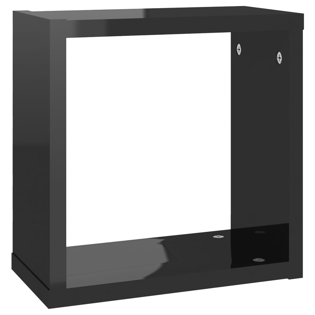 Mensole Parete a Cubo 6 pz Nero Lucido 30x15x30 cm - homemem39