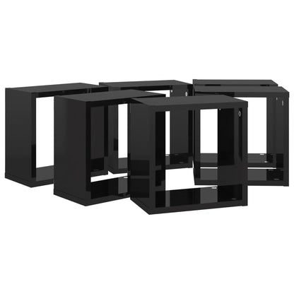 Mensole Parete a Cubo 6 pz Nero Lucido 26x15x26 cm - homemem39