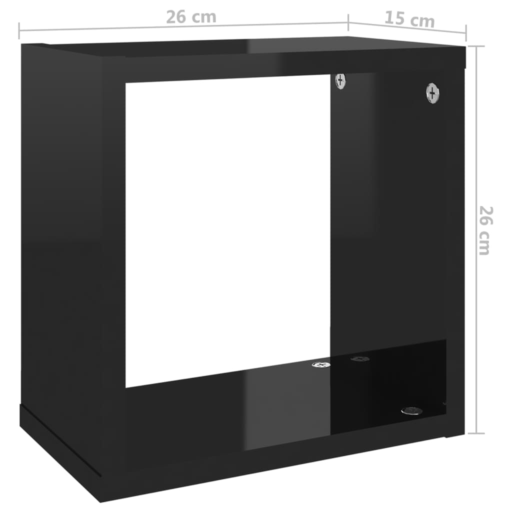 Mensole Parete a Cubo 6 pz Nero Lucido 26x15x26 cm - homemem39