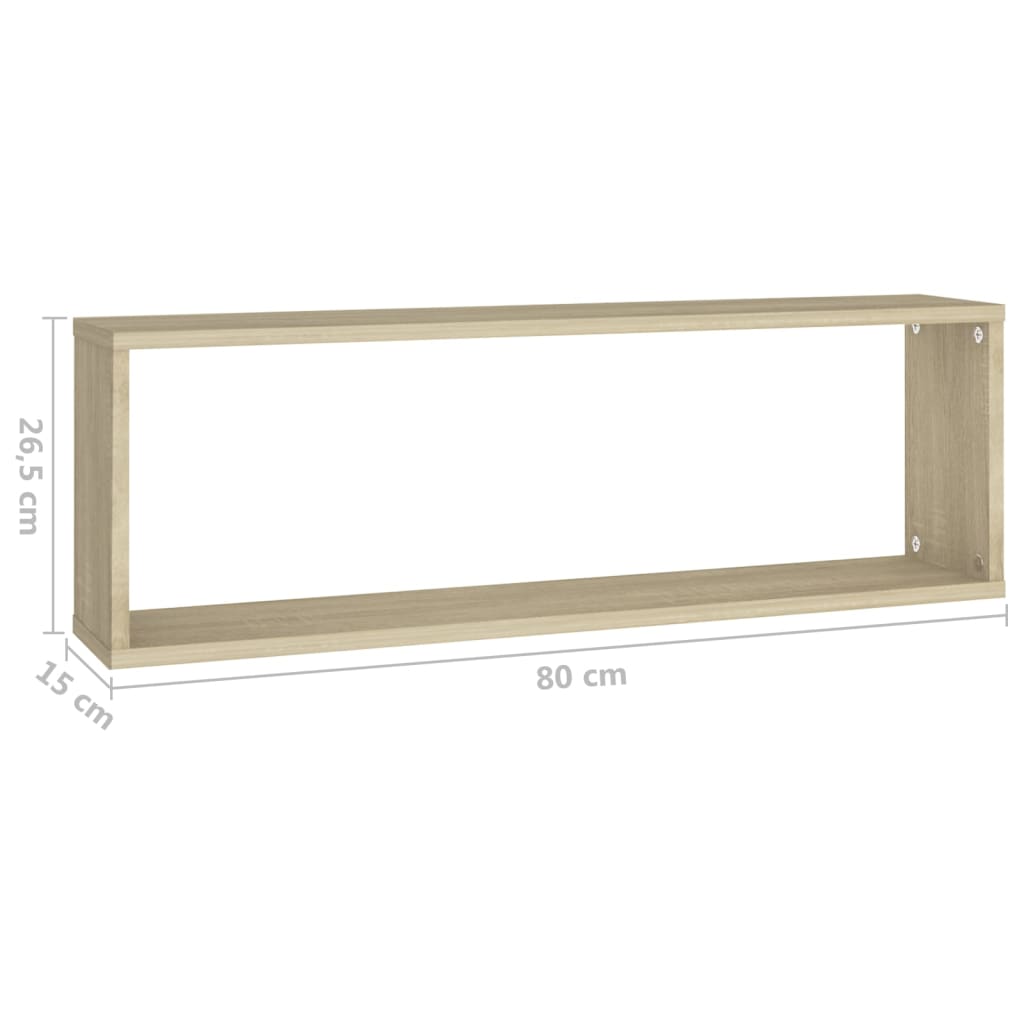 Mensole a Cubo 2 pz Rovere Sonoma 80x15x26,5 cm in Truciolato - homemem39