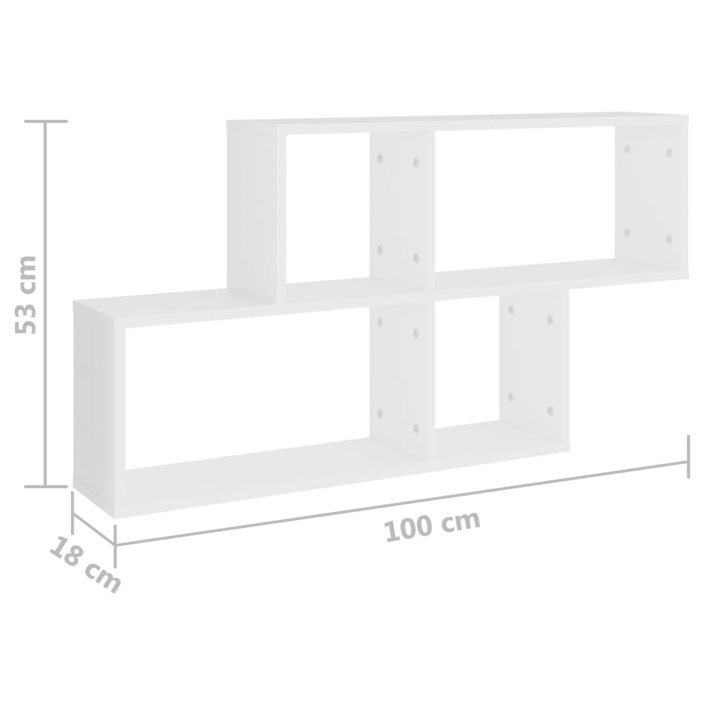 Scaffale a Parete Bianco 100x18x53 cm in in Multistrato - homemem39