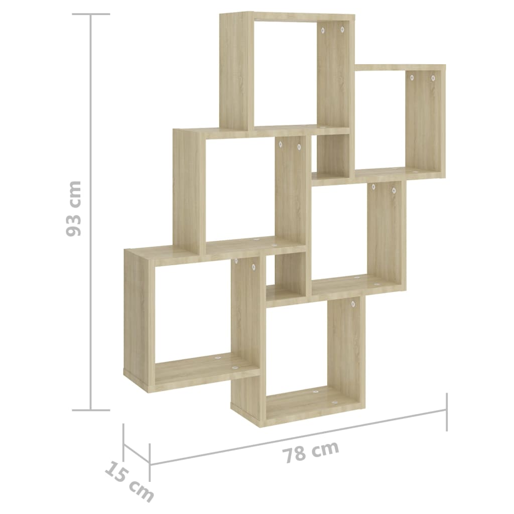 Mensola da Parete a Cubo Rovere Sonoma 78x15x93 cm Truciolato - homemem39