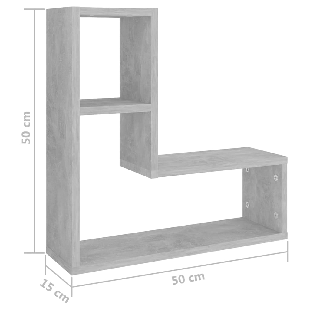 Mensole a Muro 2pz Grigio Cemento 50x15x50cm Legno Multistrato - homemem39