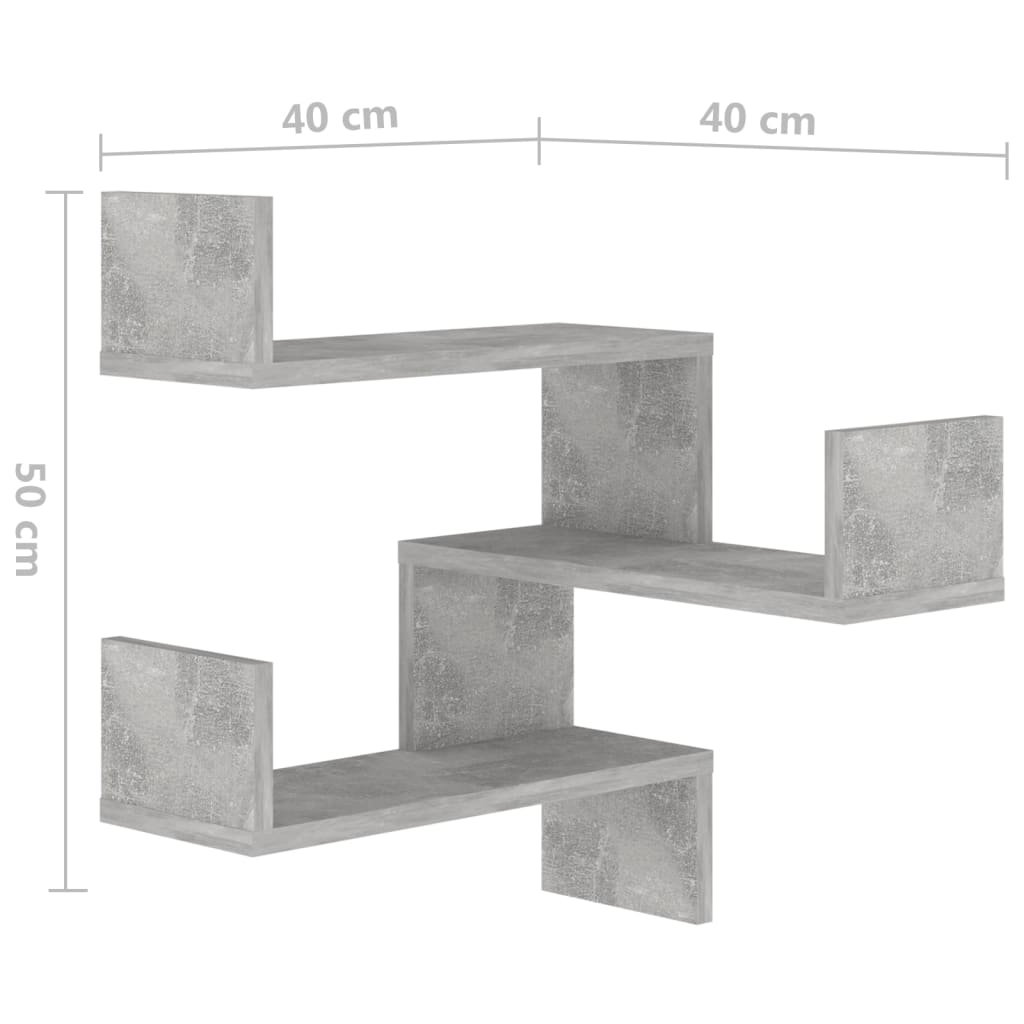 Mensole Angolari 2 pz Grigio Cemento 40x40x50 cm in Truciolato - homemem39