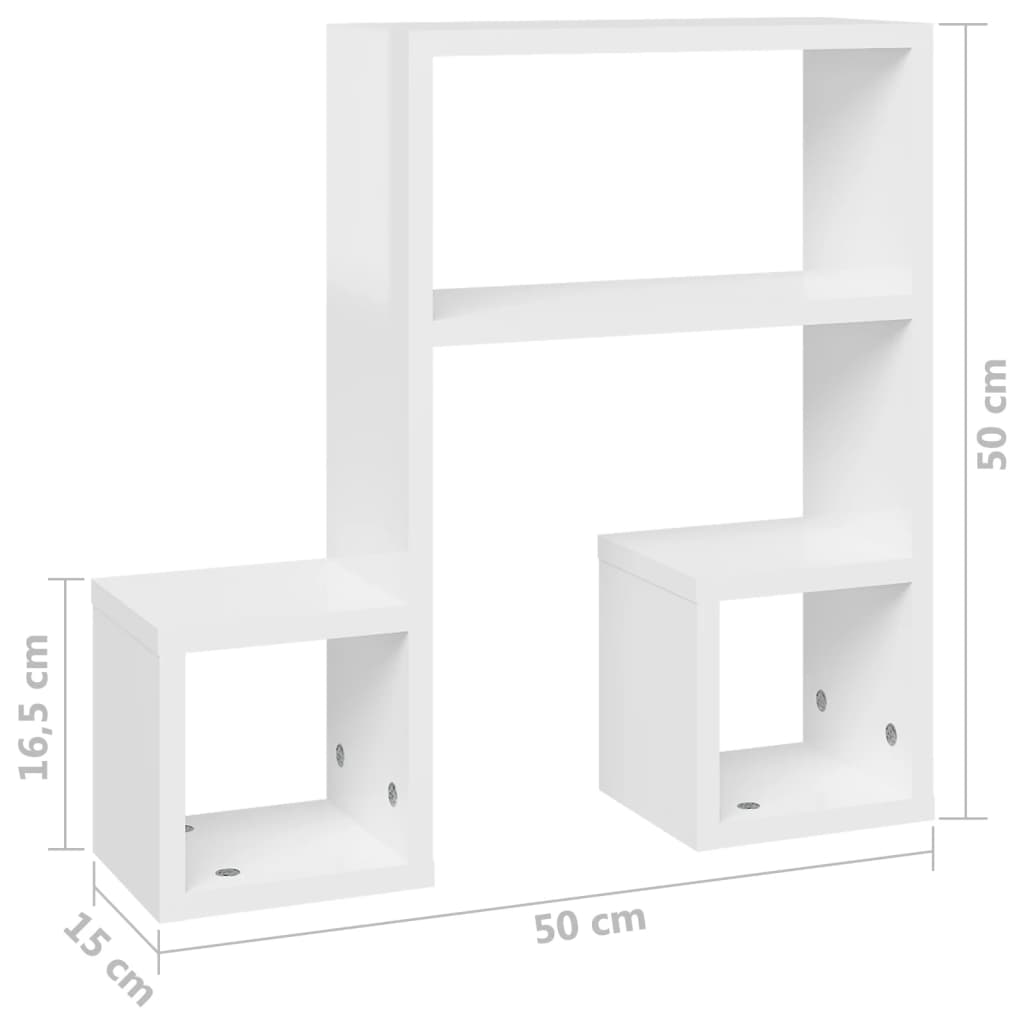 Mensole a Muro 2 pz Bianco Lucido 50x15x50 cm in Truciolato - homemem39