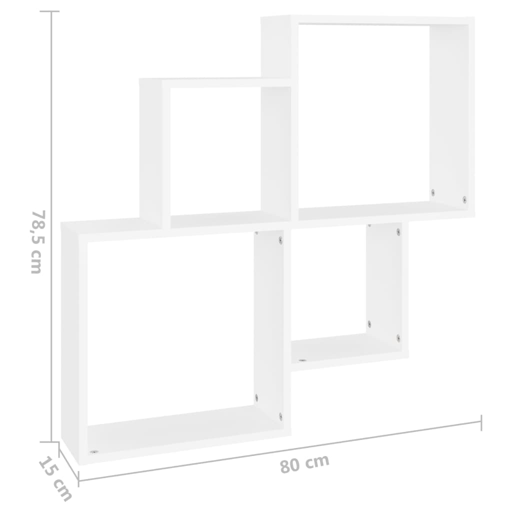 Mensola da Parete a Cubo Bianca 80x15x78,5 cm in Multistrato - homemem39