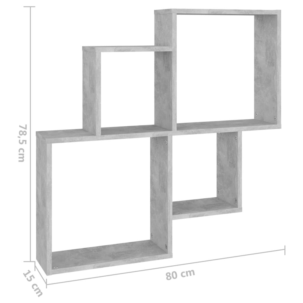 Mensola da Parete a Cubo Grigio Cemento 80x15x78,5 cm Truciolato - homemem39