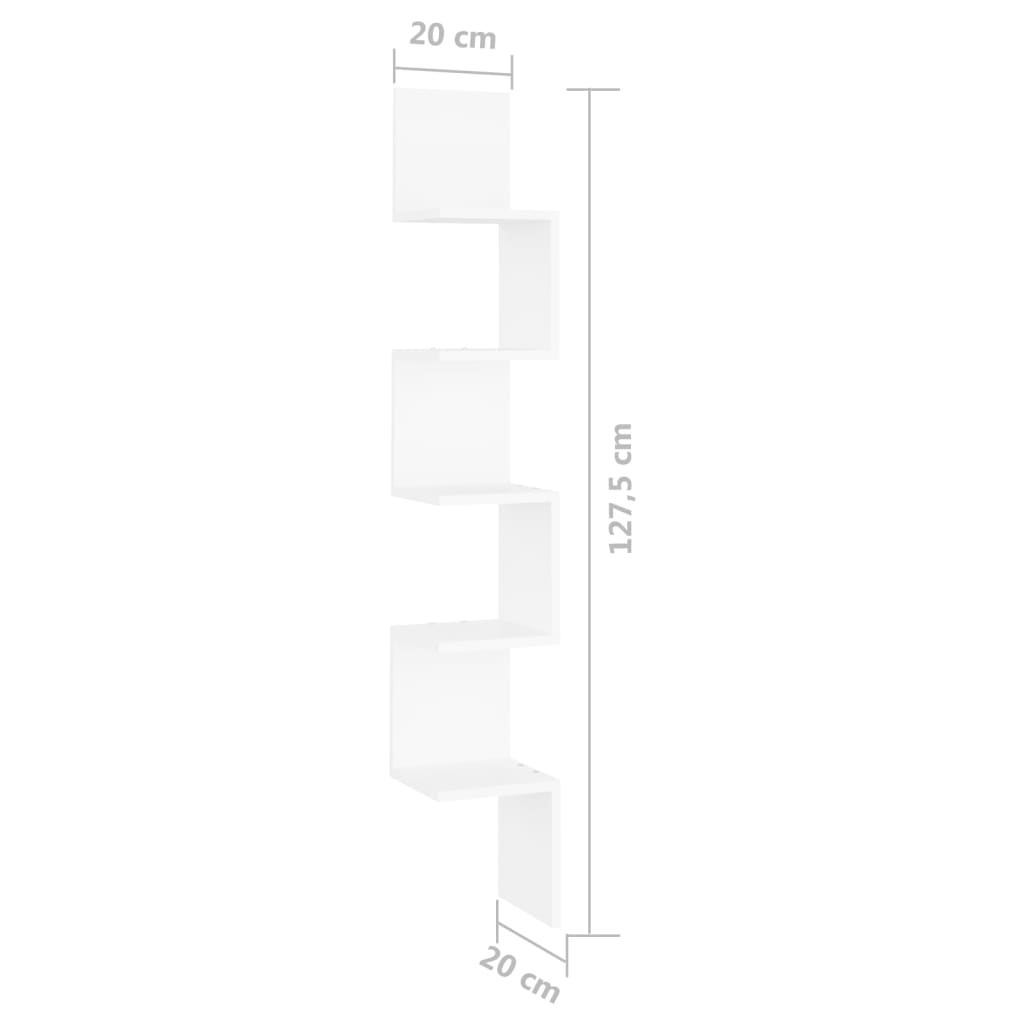 Scaffale Angolare da Parete Bianco 20x20x127,5cm in Multistrato - homemem39