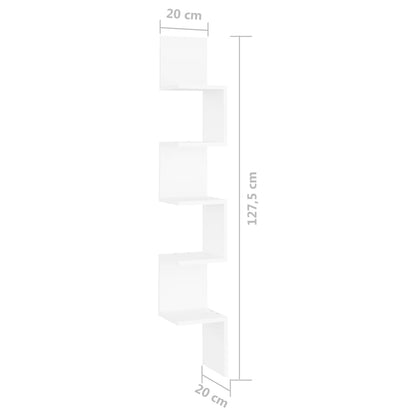 Scaffale Angolare da Parete Bianco 20x20x127,5cm in Multistrato - homemem39