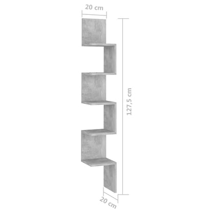 Scaffale Angolare Parete Grigio Cemento20x20x127,5cm Truciolato - homemem39